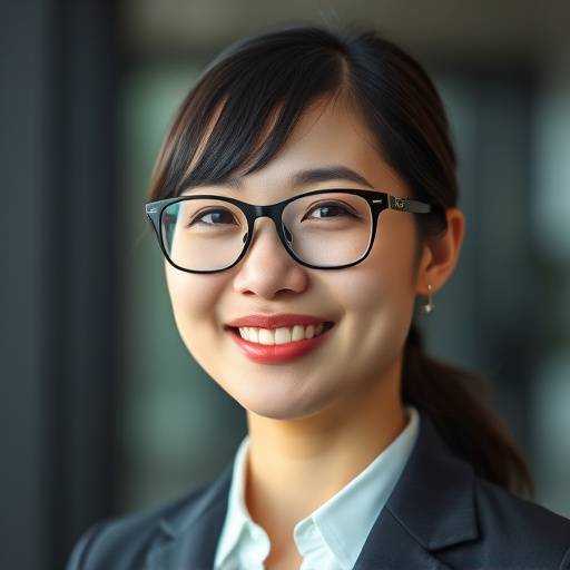 知恵の輪取締役、山田花子の写真。優しそうな笑顔でメガネをかけている。